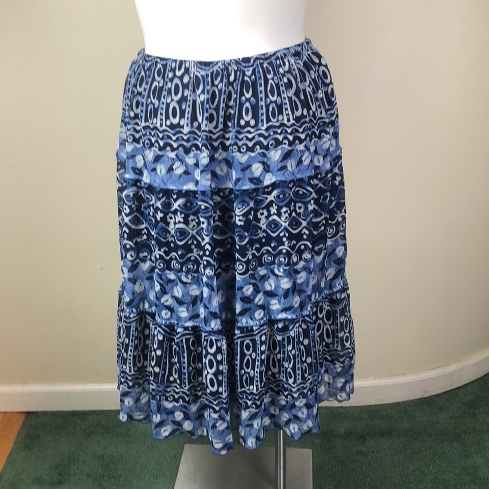 Vintage Tiered Skirt Batik Print